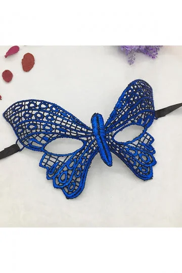 Butterfly Lace Half Face Eyes Mask For Halloween Masquerade Party Blue-elleschic