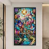 Colored House Glass Painting - Full Embroidery 3 Strands 11CT Stamped Cross Stitch - 40*70CM - Large Size