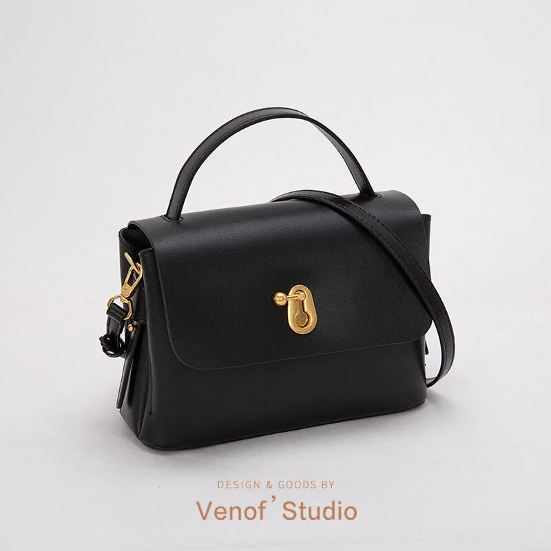 VENOF Handbag Women's Leather Fashion All-match Shoulder Crossbody Bags Commute Square Messenger Flap Small Tote Bag For Ladies