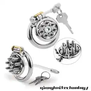 pornhint Pornhint NEW LISTINGStainless Steel Adjust Spike Cage Male Chastity Device Urethra Sounds Screw Peni