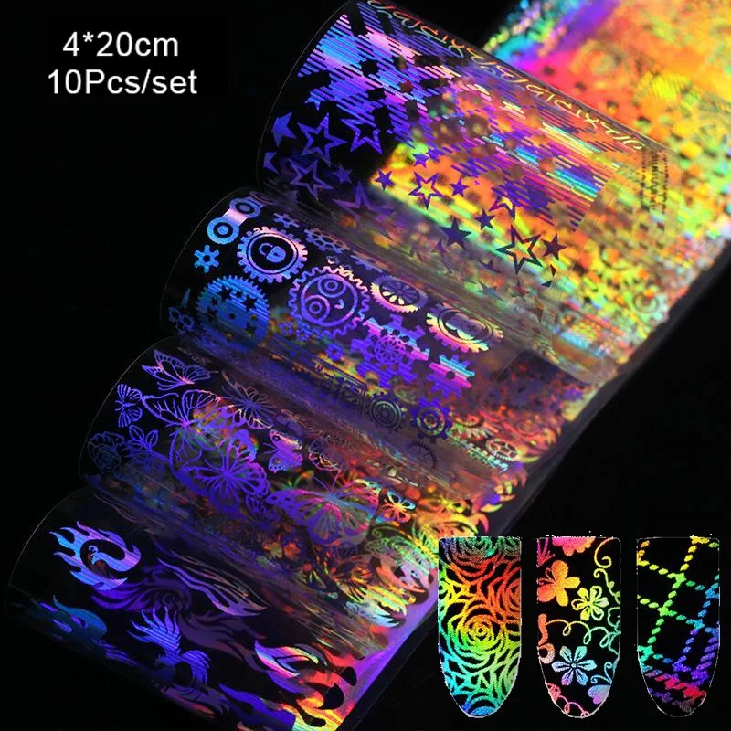 10pcs Magic Effect Angel Leopard Nail Foils Marble Autumn Slider Flowers Stickers For Acrylic Designs Nail Art Decoration-Nail Inspo