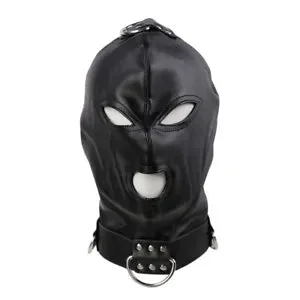 pornhint Pornhint Pu Leather HeadHood with Chain for Men Women Cosplay Traction Flirt Fetishs Mask