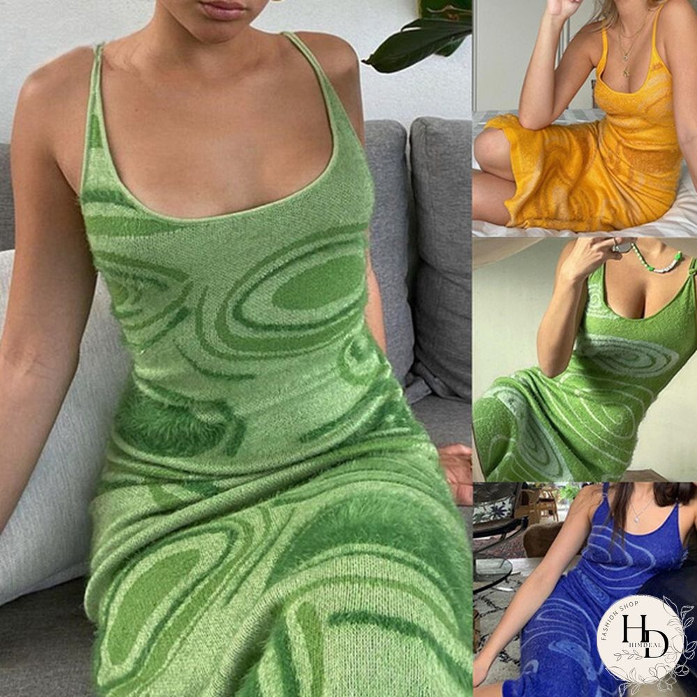 Dress Women Summer Sleeveless Strap Dress Female Print Sundress