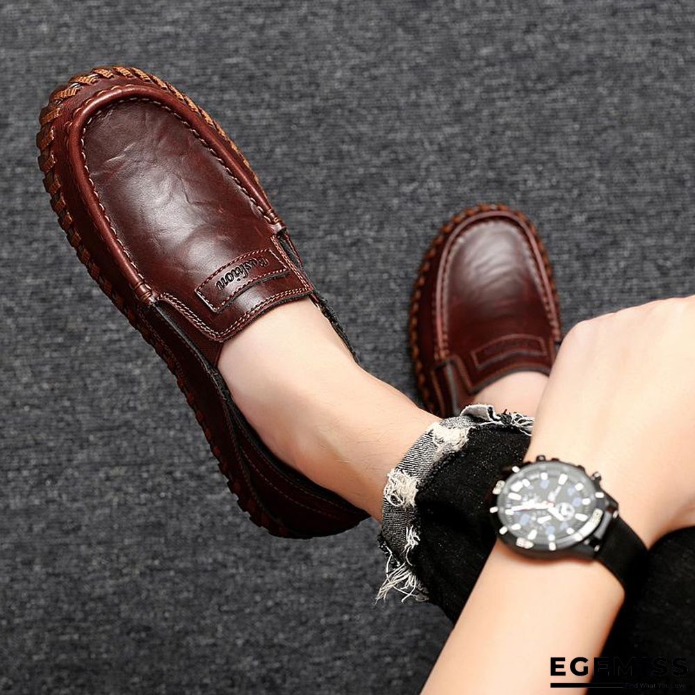 Men Genuine Leather Shoes Slip On Black Shoes Real Leather Loafers Man Moccasins | EGEMISS