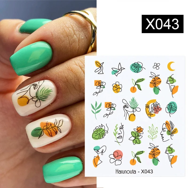 Harunouta Purple Lavender Floral Nail Art Water Decals Stickers Flower Leaves Nail Art Transfer Slider For Nails DIY Decoration