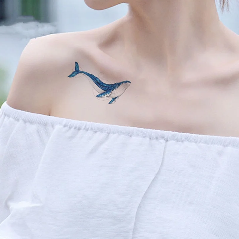 52 Kinds Watercolor Animals Fake Tattoos Temporary Cat Flamingo Wolf Whale Fox Butterfly Waterproof Tatto Stickers Small Size