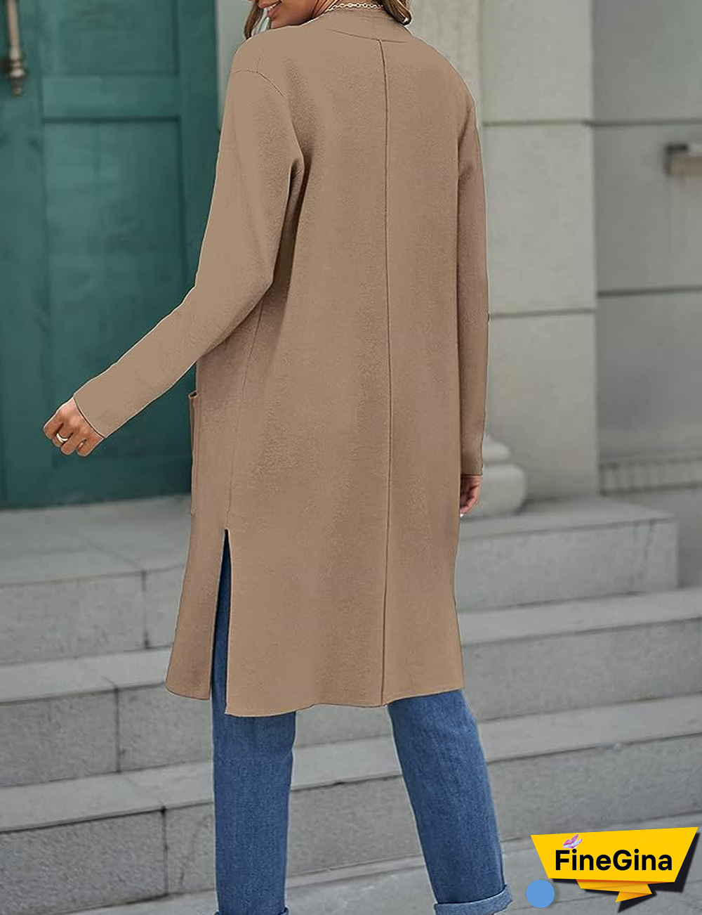 Taupe Long Sleeve Plain Cardigan