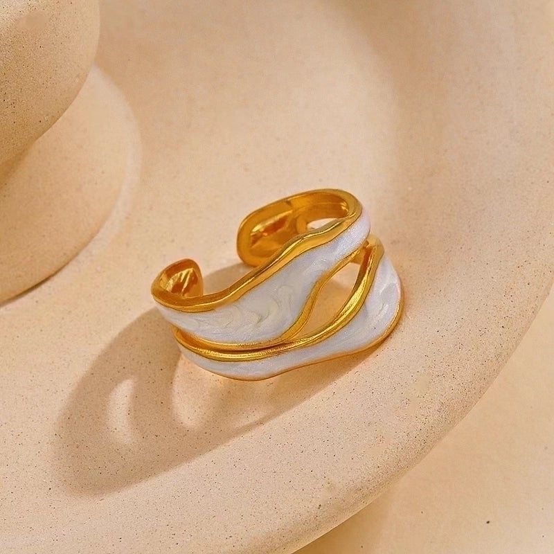 Retro Geometric Stainless Steel Gold Plated Plating Open Rings