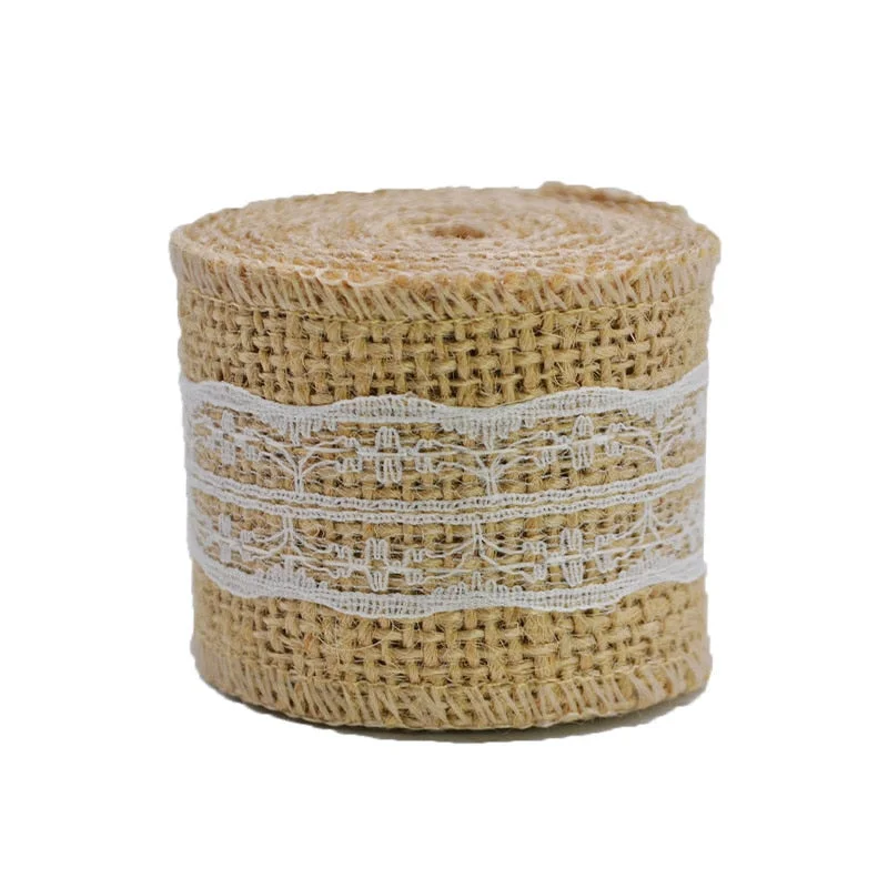 2M 5cm Natural Jute Burlap Ribbon Rustic Wedding Decoration Lace Hessian Vintage Wedding Party Table Decor Christmas Supplies
