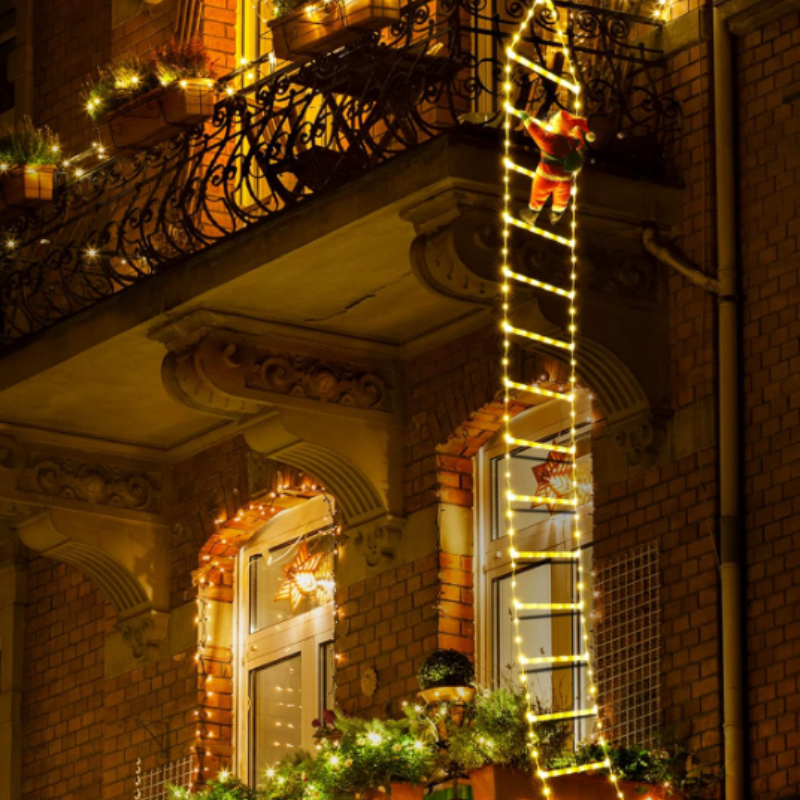 Tegooe USB Powered Santa Climbing Ladder Lights - 8 Mode Decorative Display
