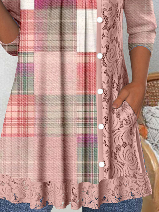 Women Half Sleeve V-neck Solid Color Dress