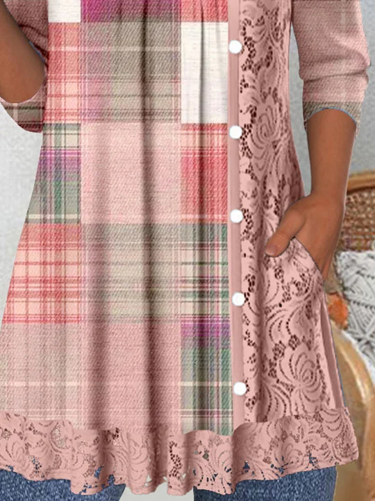 Women Half Sleeve V-neck Solid Color Dress