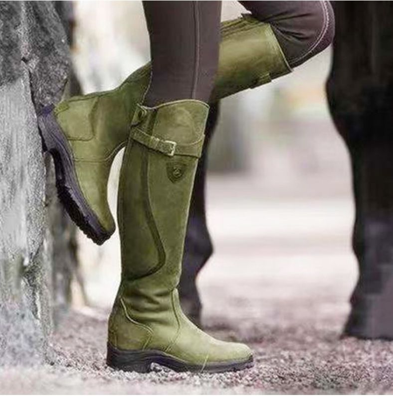 Comelyy Women's flat leather boots mumuwear
