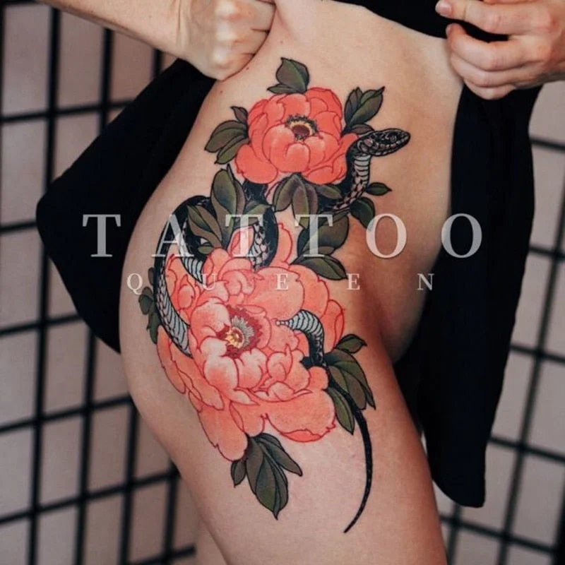 New Red Snake Temporary Tattoo Sticker Waterproof Men and Women Body Art Personality Cool Fake Tattoo Arm Thigh Tattoo Sticker