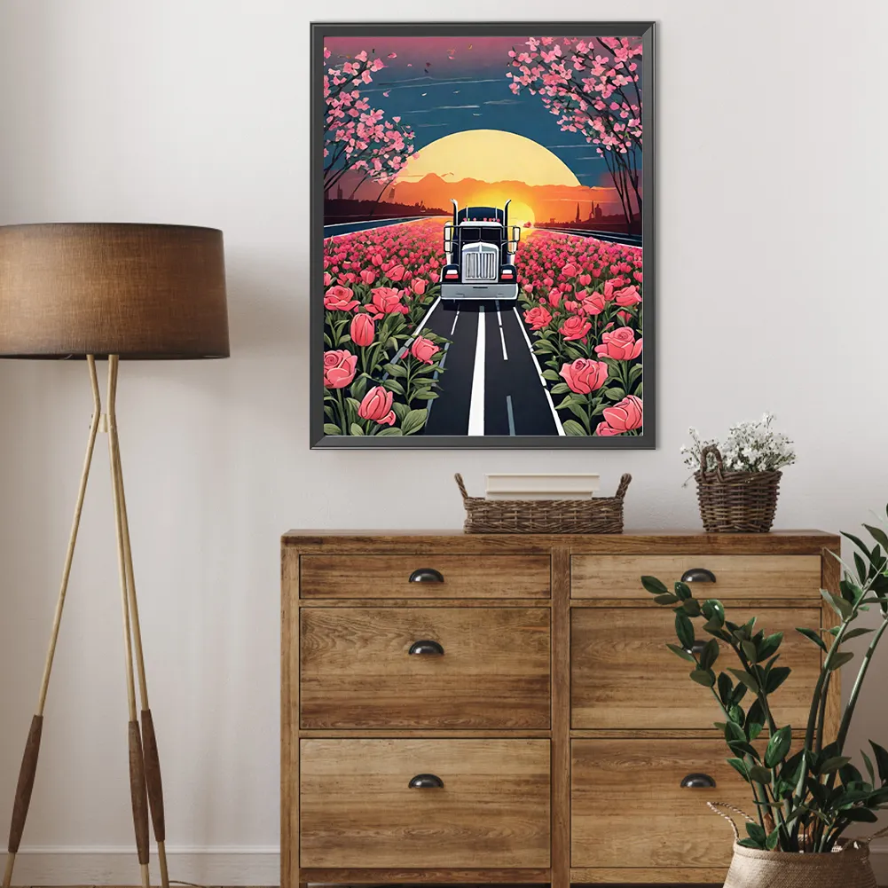Full Round Diamond Painting 40*50cm - Road Cars