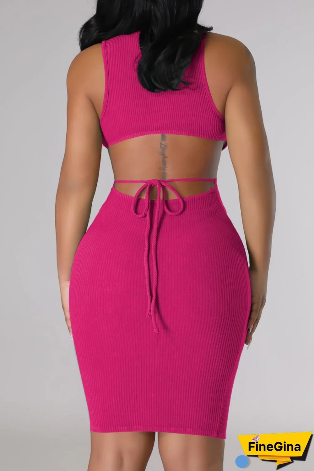 Cream White Casual Solid Hollowed Out Turtleneck Sleeveless Dress Dresses