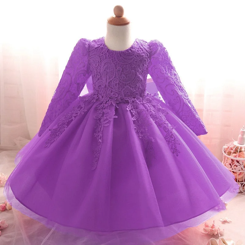 2022 Lolita Three Quarter Baby Girl Dress Evening Party Bow Ball Gown Princess Dress Birthday Party Dress Kids Clothes L8812XZ