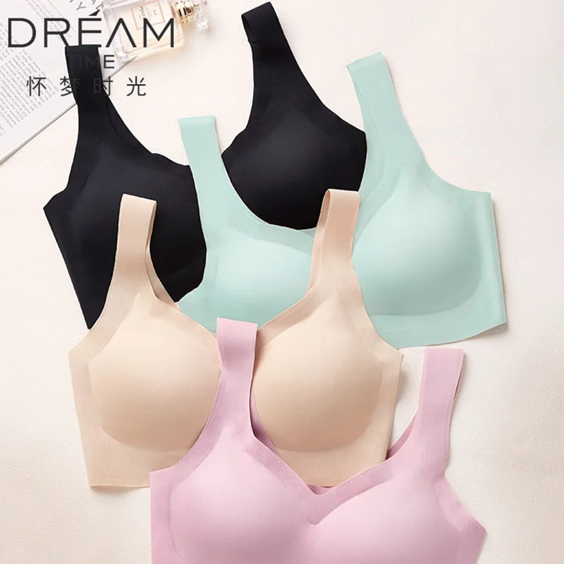 Seamless Fitness Women Solid Underwear Gathers Shockproof Thin Pad Push Up Bra Female Vest Brassiere Bralette Lingerie