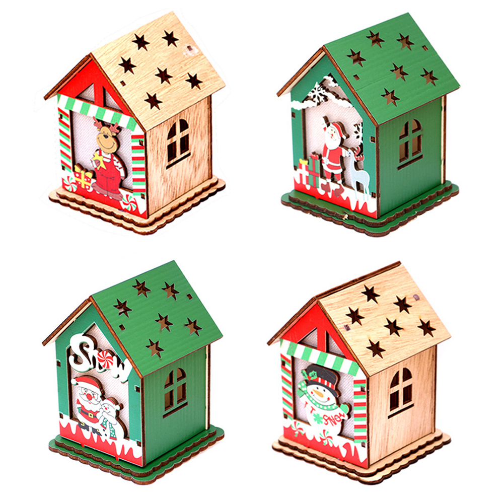 

Christmas Tree Decor Log Cabin Cartoon Wood House Toys Desktop Ornaments, Old man deer money, 501 Original