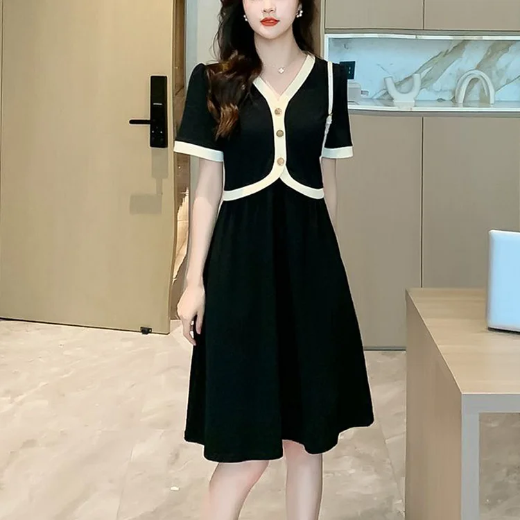 レディース 高品質 服 切り替え 着痩せ デート ファッショナブルワンピース