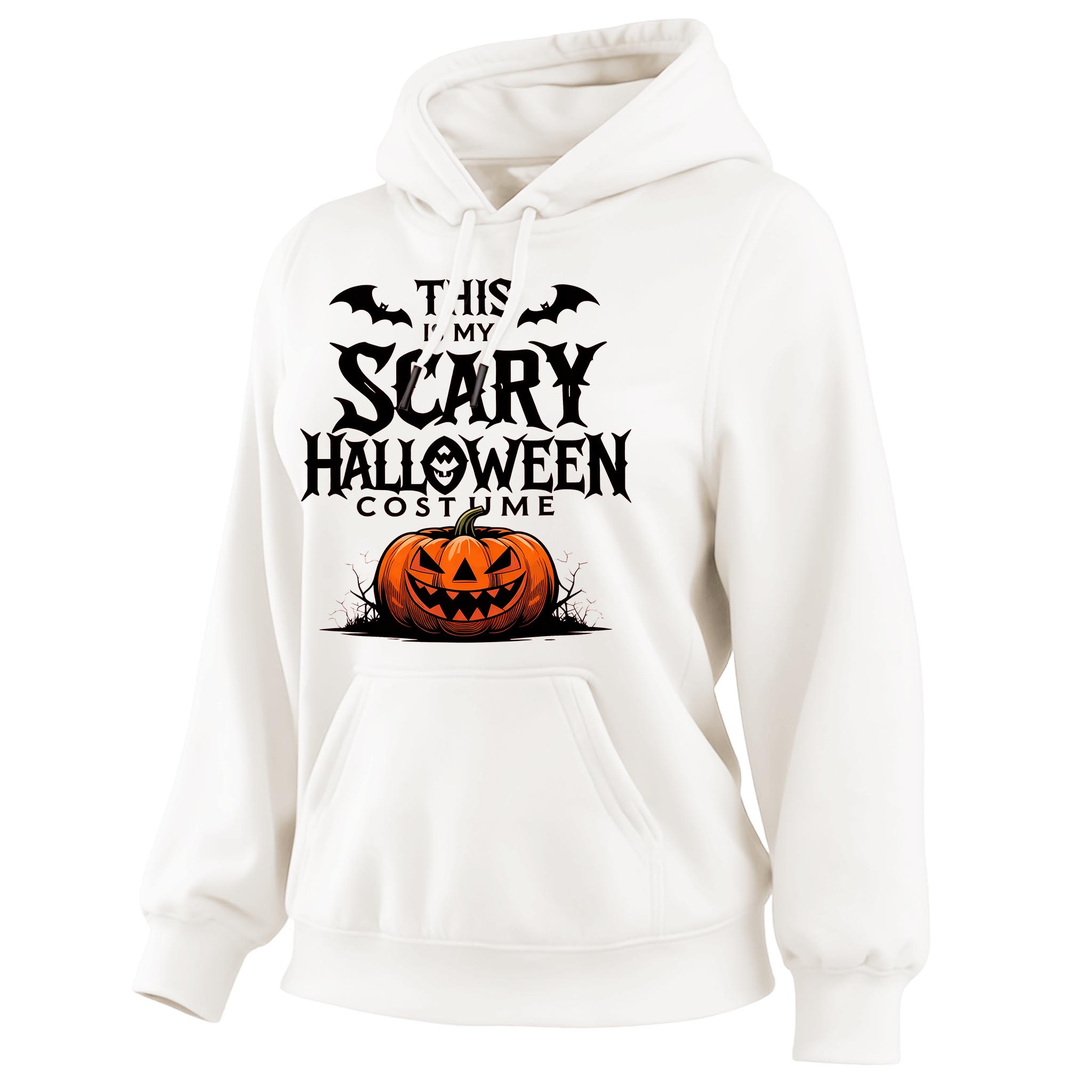 Women's Vintage Halloween Funny Pumpkin Costume Print Pocket Long-Sleeve Hoodie