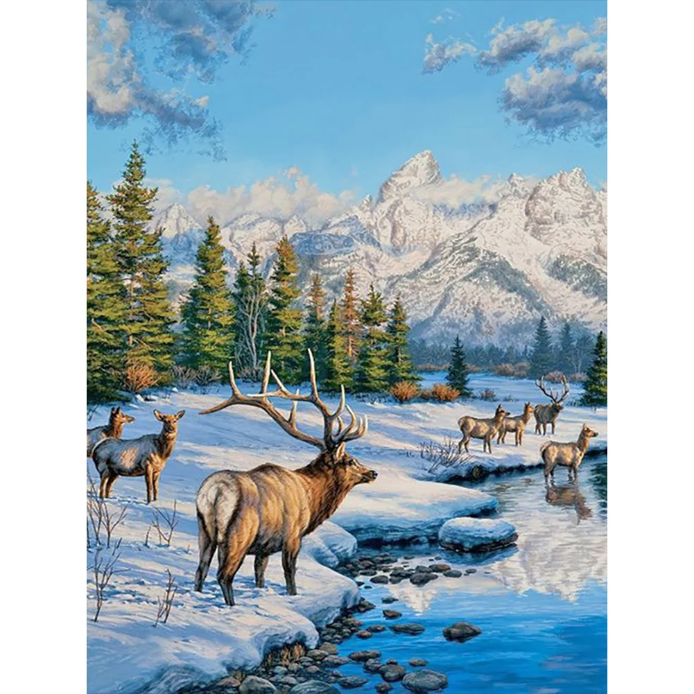 Deer-Full Round Diamond Painting-30*40CM