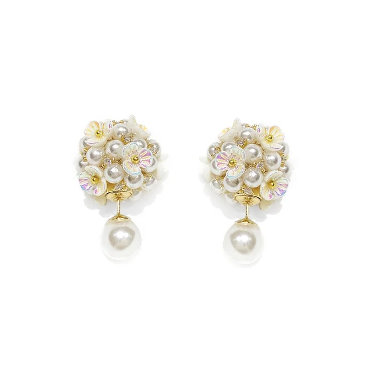 Tinyname® Pearl Flower Shell Earrings