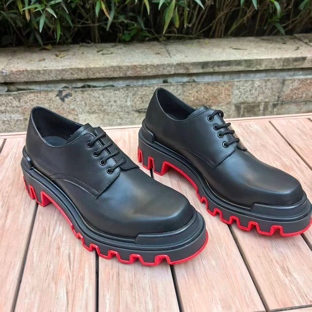 Merumote 30mm Gentleman's Oxford Shoes Wavy Red bottom Classic Formal Shoes-MERUMOTE