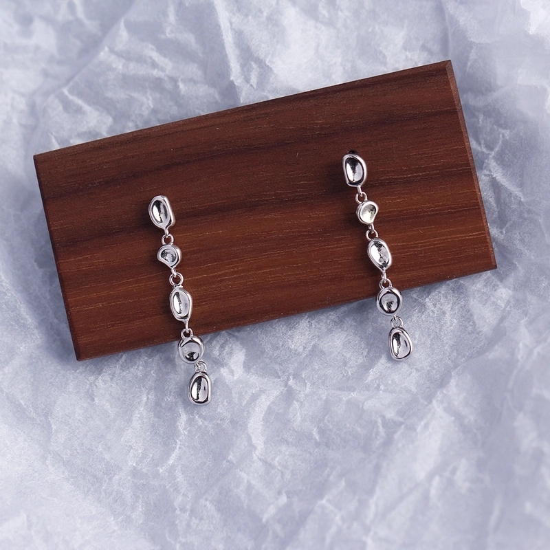 1 Pair 925 Sterling Silver Irregular Geometric Drop Earrings