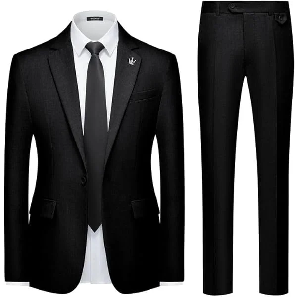 MAGE MALE Mens 2 Piece Suit Slim Fit Solid Wedding Prom Tuxedo Suit with One Button Notch Lapel Blazer and Pants
