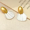 Magnify Golden & Silver Fan Shaped Earrings