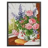 [Limited stock-Cross Stitch]Flowers On Windowsill-Full Embroidery 2 Strands 14CT Stamped Cross Stitch-35*47CM