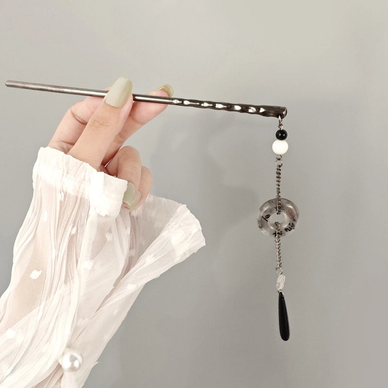 Women’s Chinoiserie Retro Flower Butterfly Fish Tail Alloy Tassel Inlay Pearl Hairpin