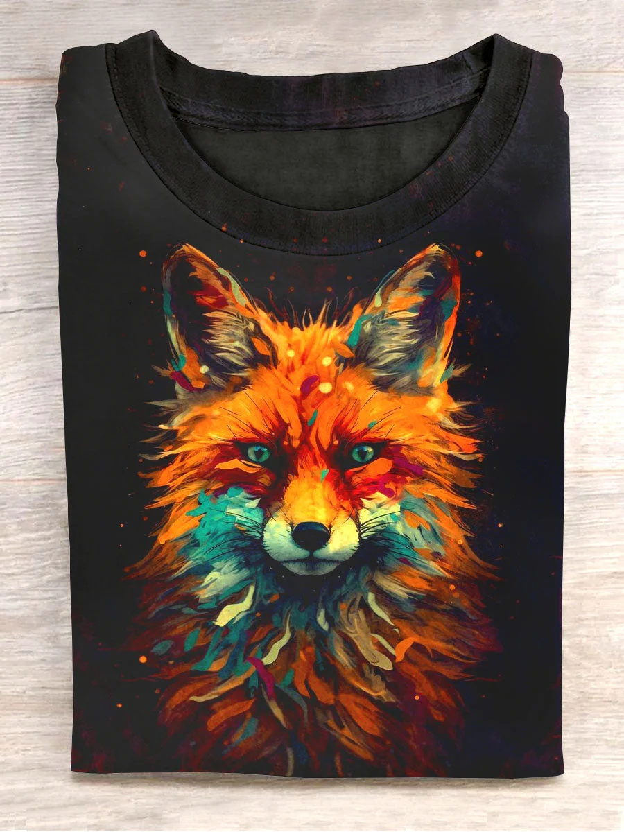 Unisex Cute Fox Abstract Print Design T-Shirt
