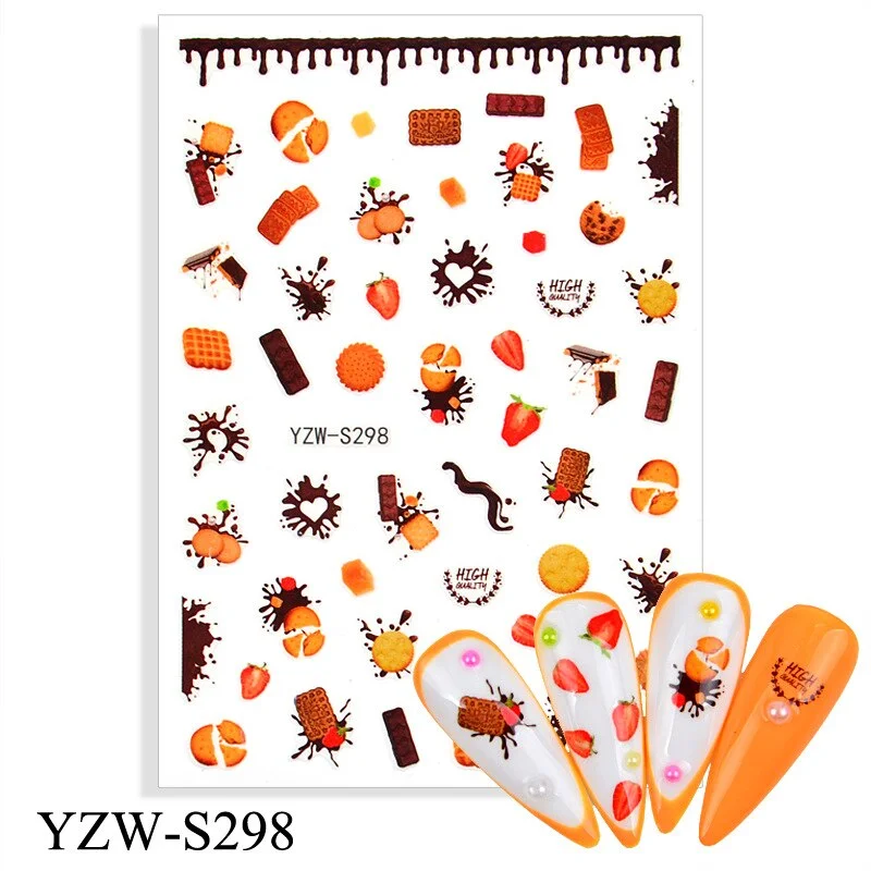 Churchf 1pcs Autumn Winter Nail Sticker Robin Snow Flower New Year Halloween Christmas 3D Decals Nail Art Design Decor Accessories-Nail Inspo