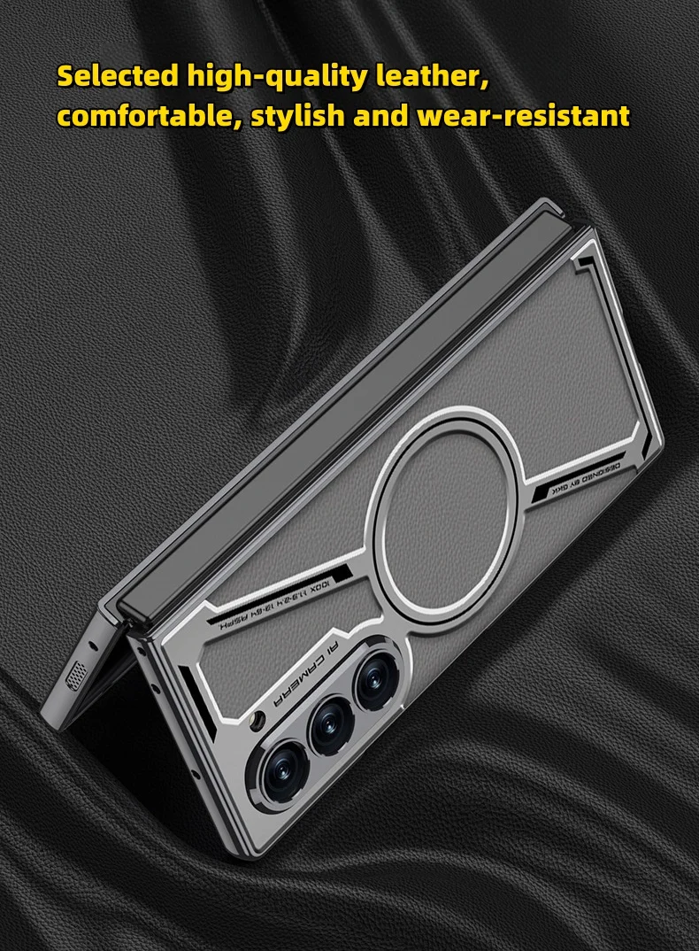 Suitable for Samsung zfold6 electroplated mobile phone case magnetic leather protective cover