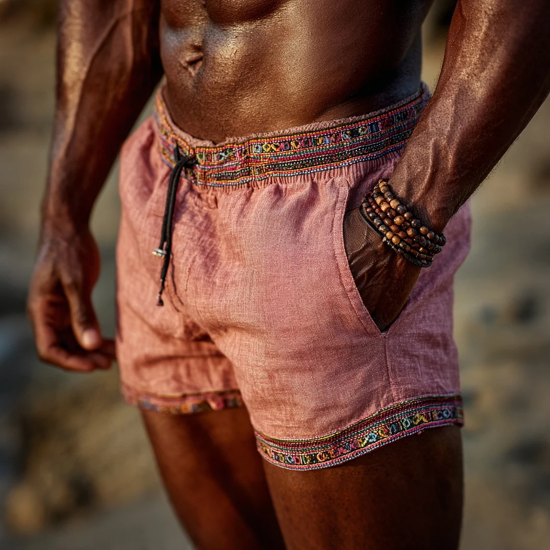 Men's Ethnic-Style Linen Shorts-INSPIREUSE