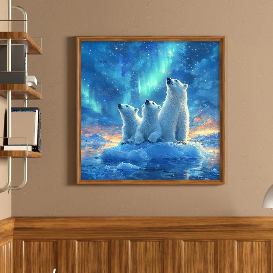 Polar Bear Full 11CT DIY Stamped Cross Stitch Kits for Adults Home Decor 45x45cm