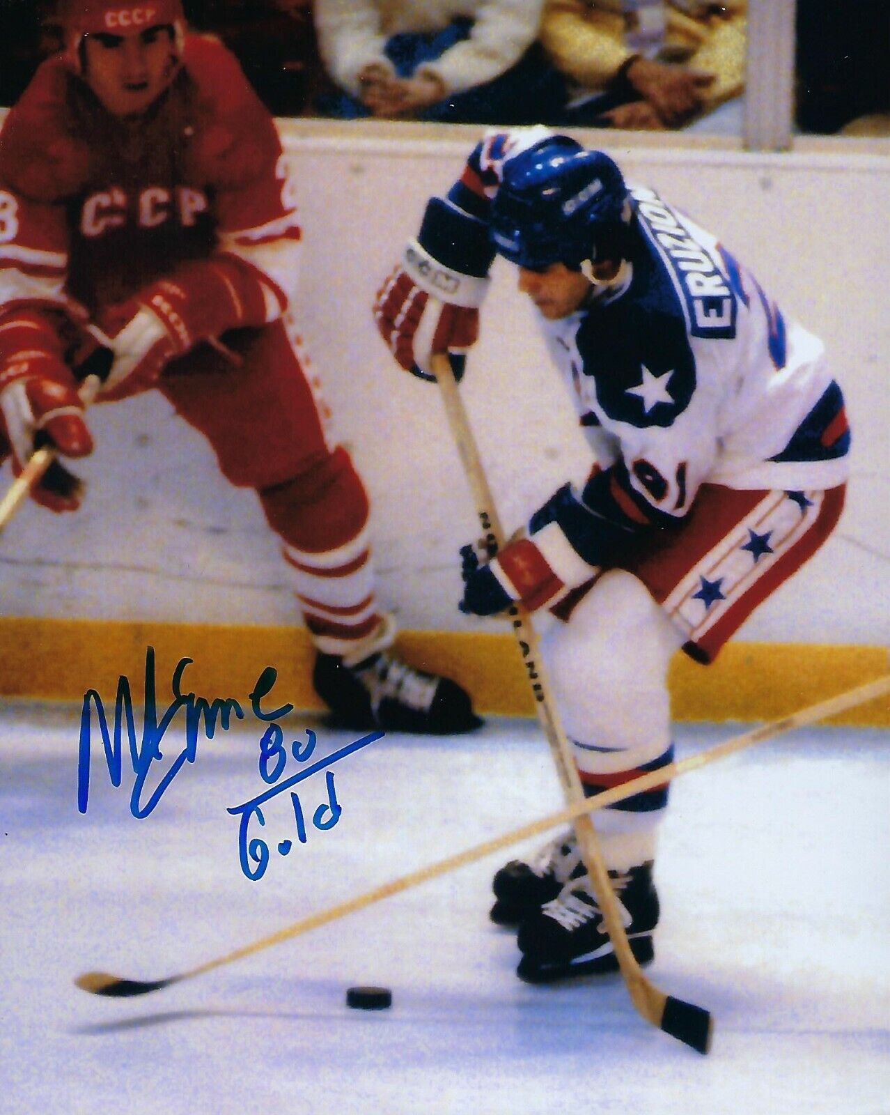 GFA 1980 Miracle on Ice Captain * MIKE ERUZIONE * Signed 8x10 Photo Poster painting M8 COA