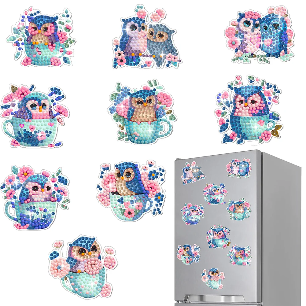10 Pcs Owl Diamond Painting Magnets Refrigerator for Adults Kids