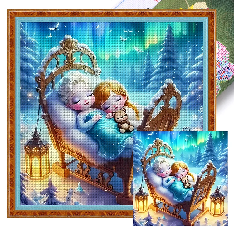 『JingLei』Princess Elsa Anna - 11CT Stamped Cross Stitch(50*50cm)