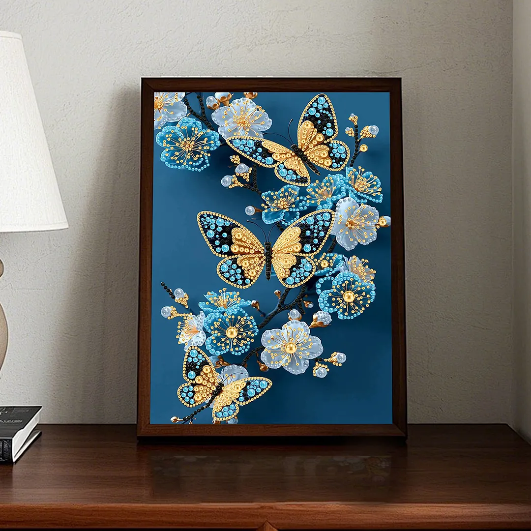 Pearl Painting Kit for Adults Blue Butterfly 11.81x15.75in