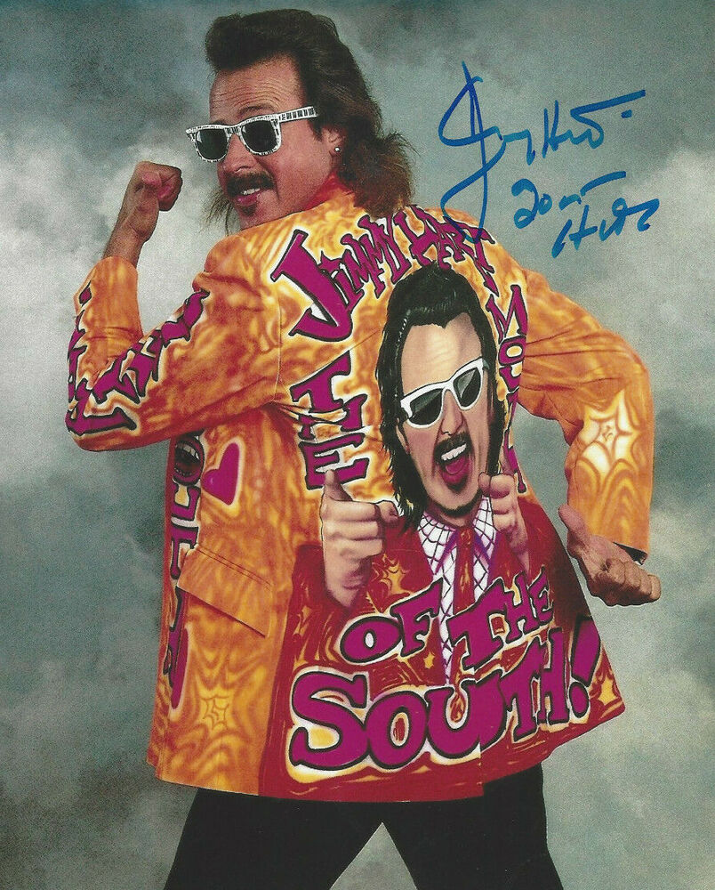 WWF Manager Jimmy Hart autographed 8x10 great color  Photo Poster painting HOF added