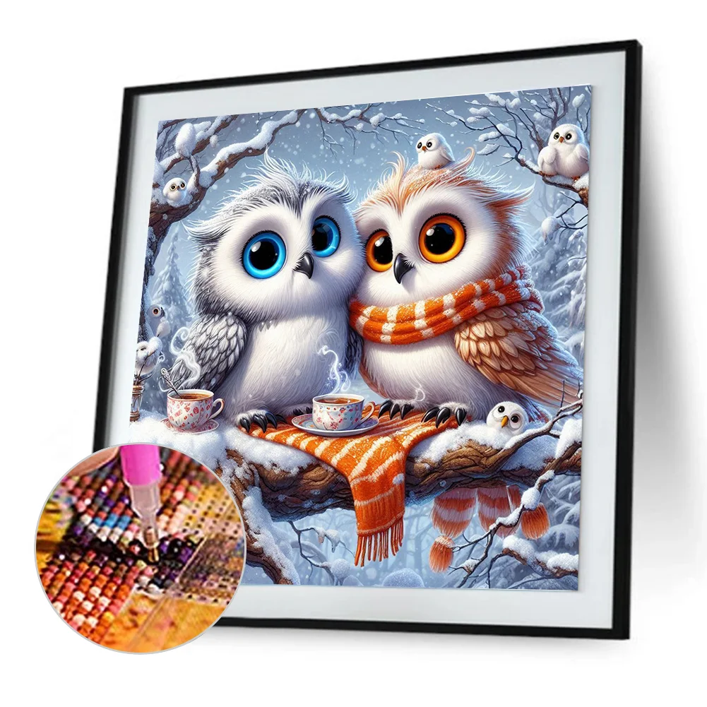 Diamond Painting - Full Round Drill - Winter Owl(Canvas|30*30cm)