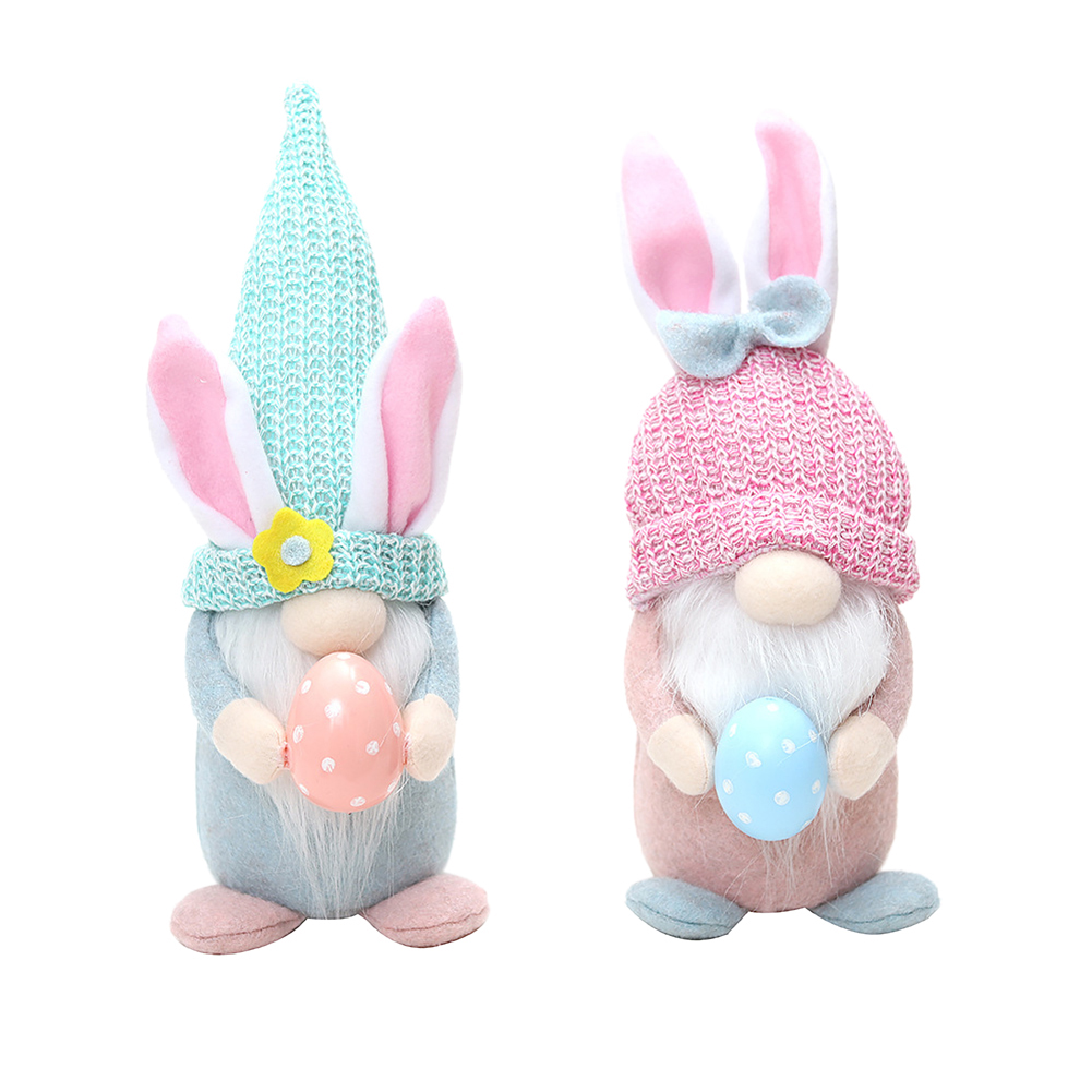 

Plush Handmade Easter Faceless Gnome Rabbit Doll LED Swedish Figurine, Pink, 501 Original