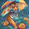 Diamond Painting-DIY Full Round Drill Umbrella Tiger