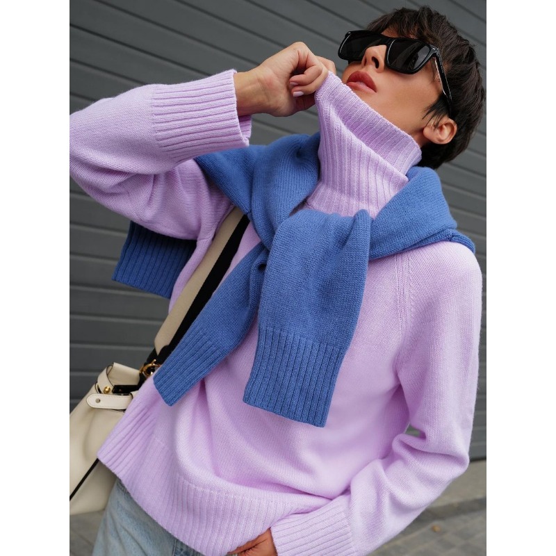 Ootddress Solid Loose Long Sleeve Turtleneck For Women Pullover High Street Slim Elegant Patchwork Sweater Top Oversized Sweater New
