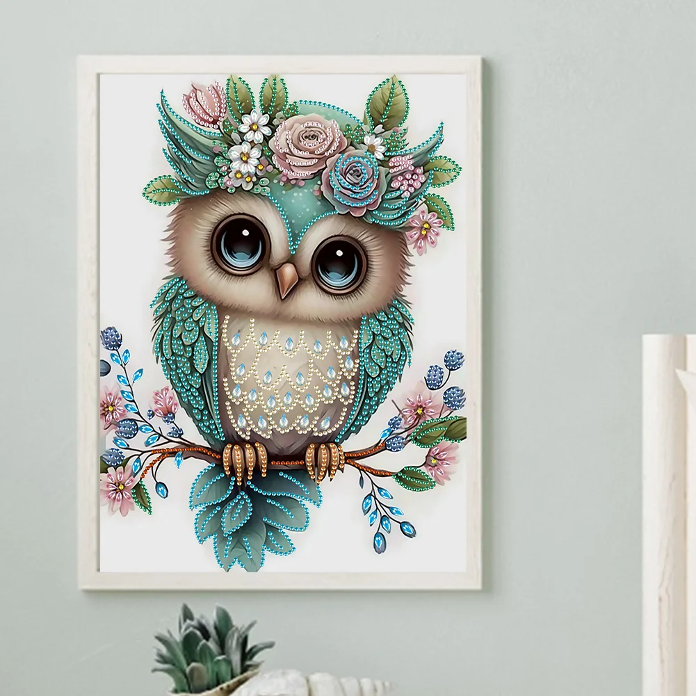 Diamond Painting - Partial Special Shaped Drill - Owl(Canvas|30*40cm)