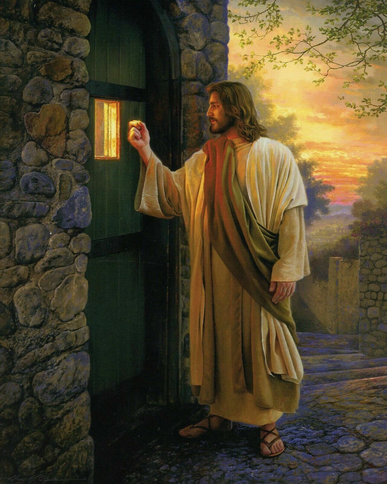 JESUS CHRIST REVELATION 3:20 KNOCK @ DOOR 8.5X11 Photo Poster painting PICTURE REPRINT CHRISTIAN