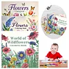 3PCS Wildflowers Coloring Book Set Mindfulness Art Books for Adults 